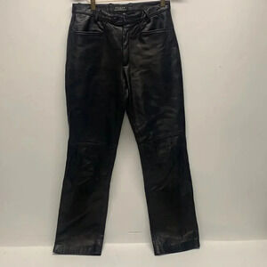 Guess Leather Pants Pant Moto Belt Loops Pocket Vintage Satin Lined Black Size 4